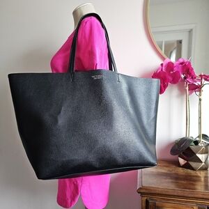 2016 Victoria's Secret Large Pebbled Faux Leather Black Tote Bag